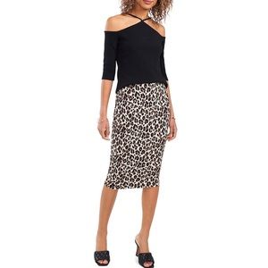 Vince Camuto leopard print midi skirt NWT